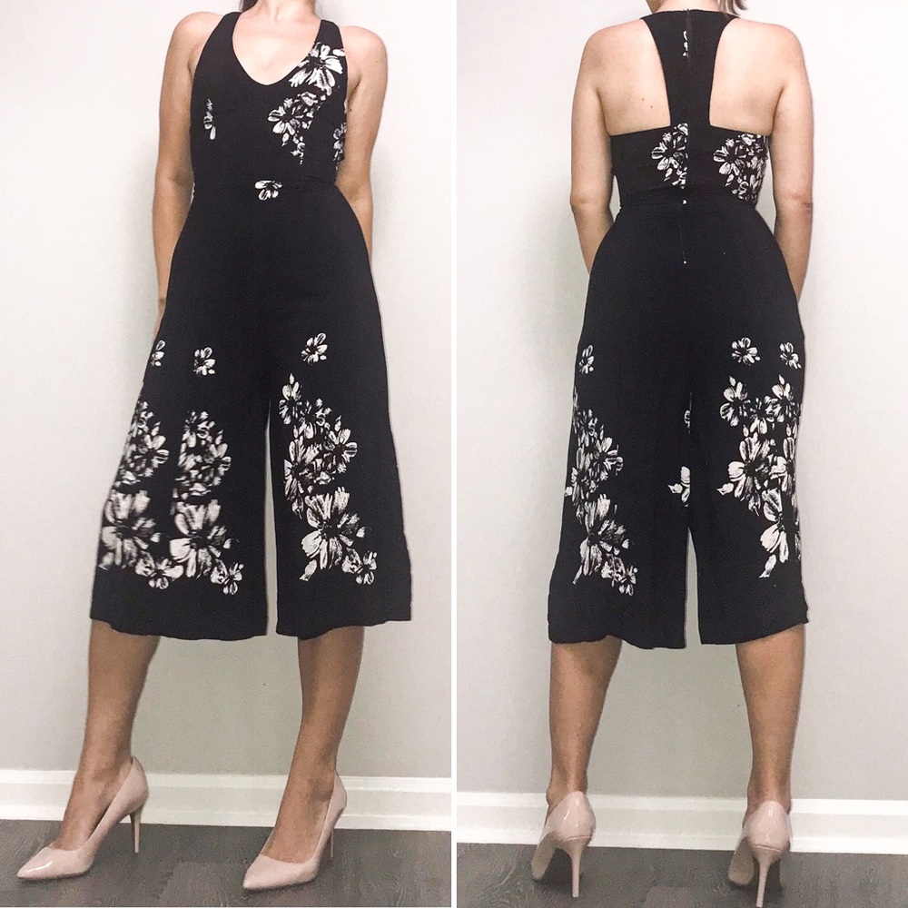 B. Smart T Back Black Floral Romper